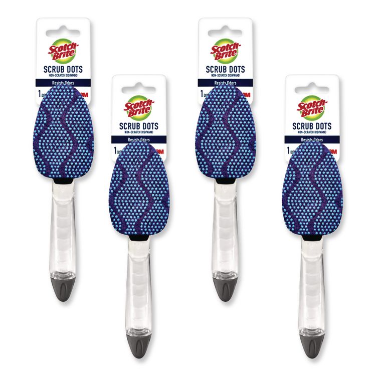 Scrub Dots Non-Scratch Dishwand, Blue, 4/Box