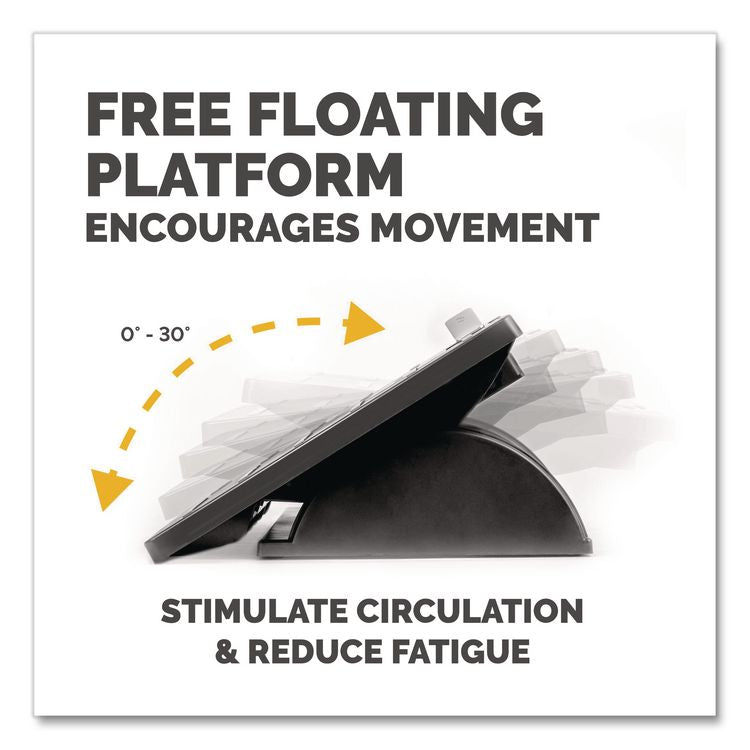 Adjustable Locking Footrest with Microban, 17.5w x 13.13d x 4.13 to 5.63h, Black/Silver