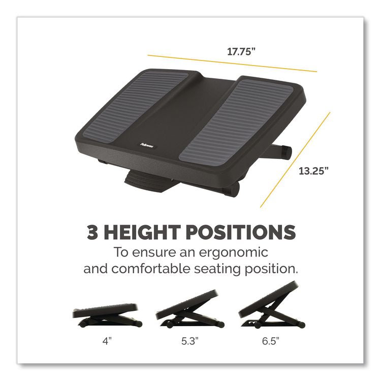 Ultimate Foot Support, HPS, 17.75w x 13.25d x 4 to 6.5h, Black/Gray