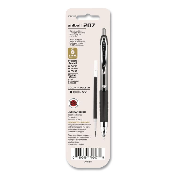 Refill For Signo Gel 207 Pens, Medium 0.7 Mm Conical Tip, Black Ink, 2/pack