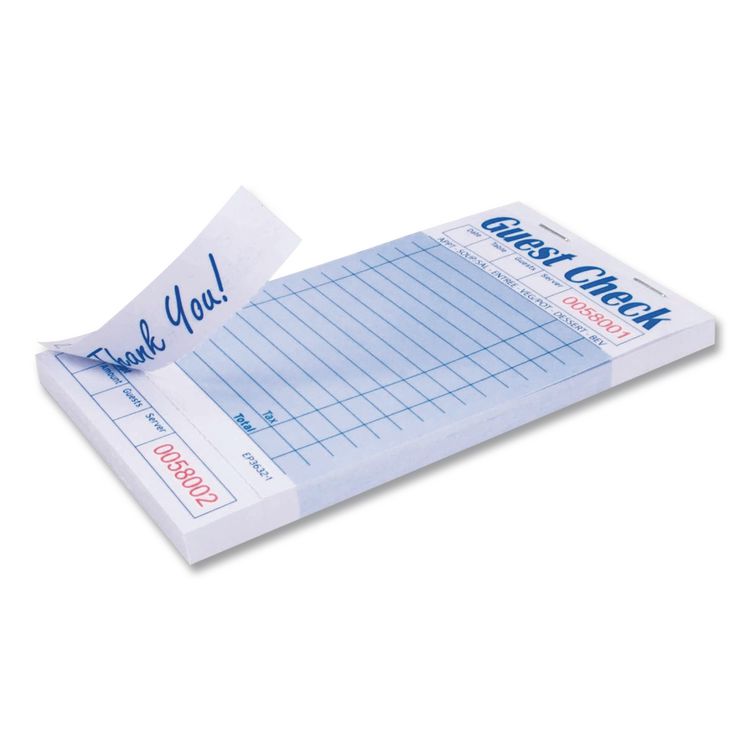 Guest Check Pad with Ruled Back, 15 Lines, One-Part (No Copies), 3.5 x 6.7, 50 Forms/Pad, 50 Pads/Carton