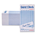Guest Check Pad with Ruled Back, 15 Lines, One-Part (No Copies), 3.5 x 6.7, 50 Forms/Pad, 50 Pads/Carton