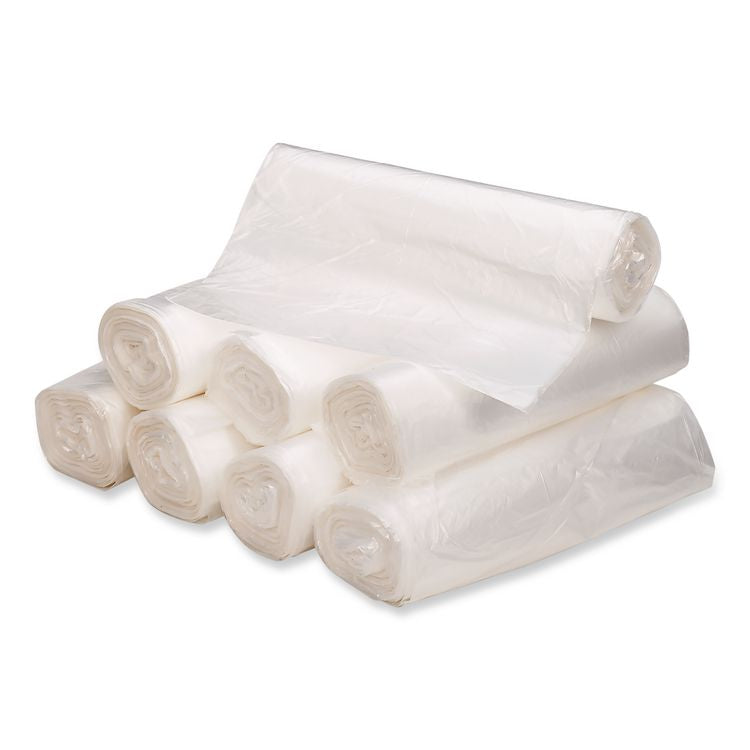 Waste Can Liners, 60 gal, 12 mic, 38" x 58", Natural, 20 Bags/Roll, 10 Rolls/Carton