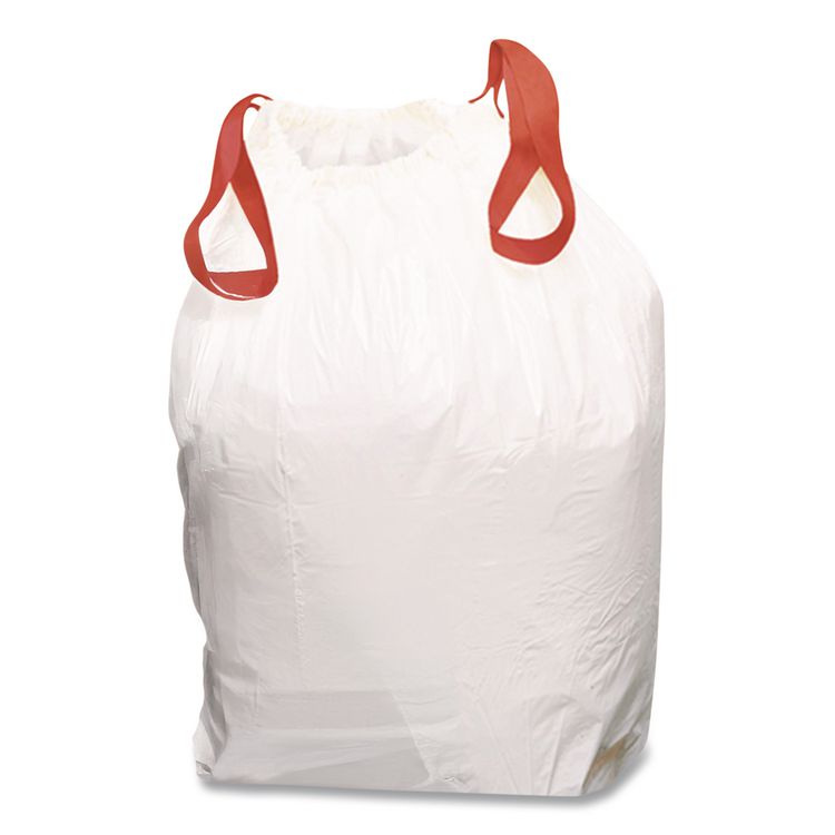 Drawstring Kitchen Bags, 13 gal, 24" x 27.38", White, 50/Box