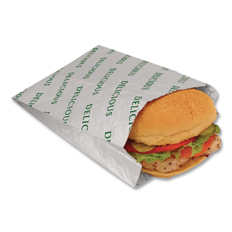 Foil/Paper/Honeycomb Insulated Bag, Delicious Labeling, 8" x 2" x 6", White, 1,000/Carton