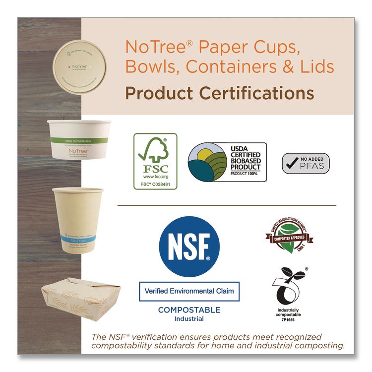 Notree Paper Hot Cups, 10 Oz, Natural, 1,000/carton