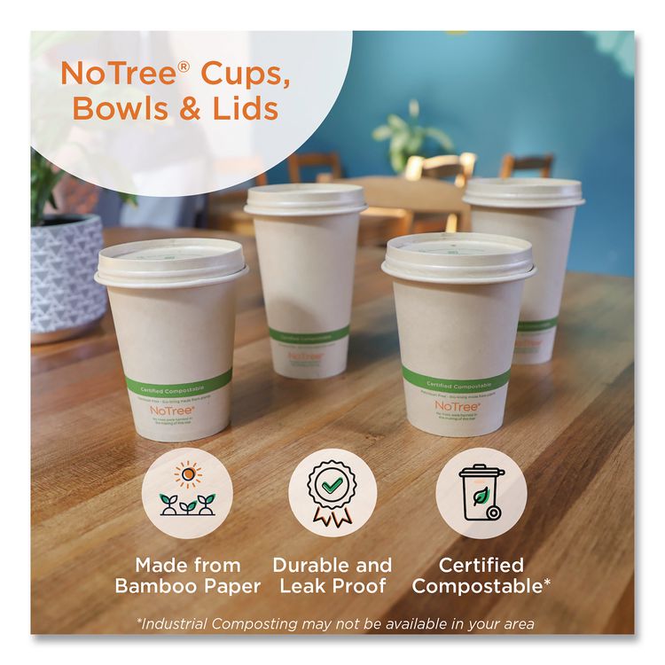 Notree Paper Hot Cups, 10 Oz, Natural, 1,000/carton