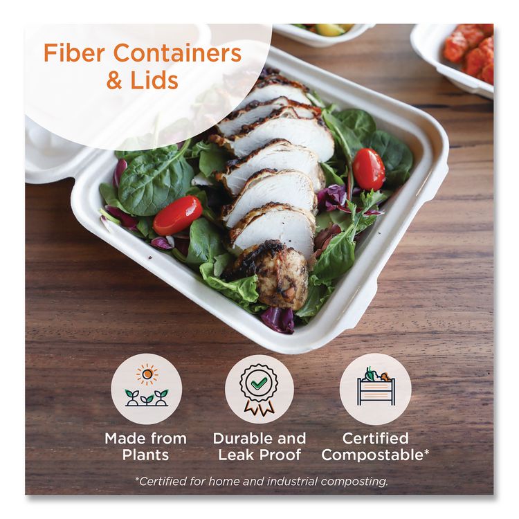 Fiber Lids for Fiber Containers, 7.8 x 10.1 x 0.5, Natural, Paper, 400/Carton