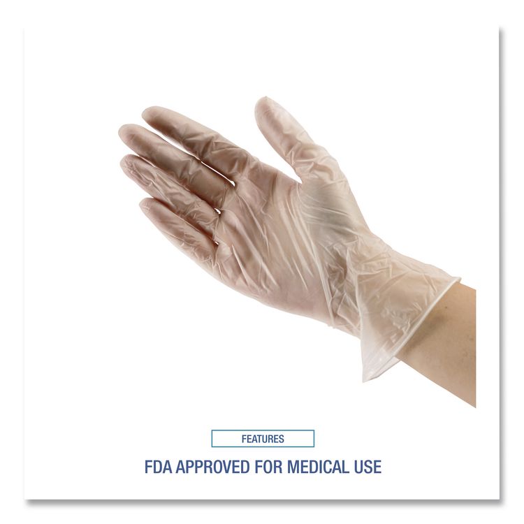 General Purpose Vinyl Gloves, Powder-Free, X-Large, 2.6 mil Thick, 9.5" Long, Clear, 100/Box