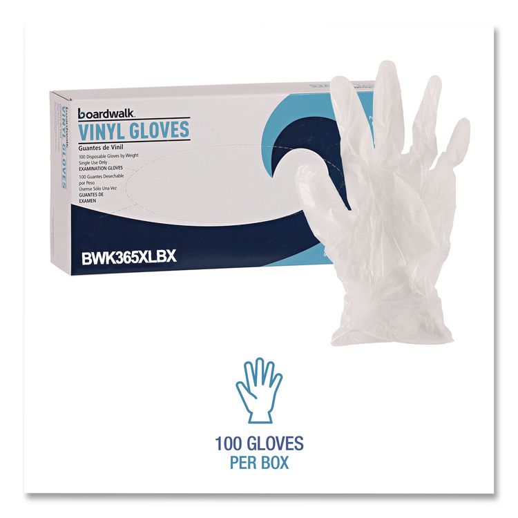 General Purpose Vinyl Gloves, Powder-Free, X-Large, 2.6 mil Thick, 9.5" Long, Clear, 100/Box