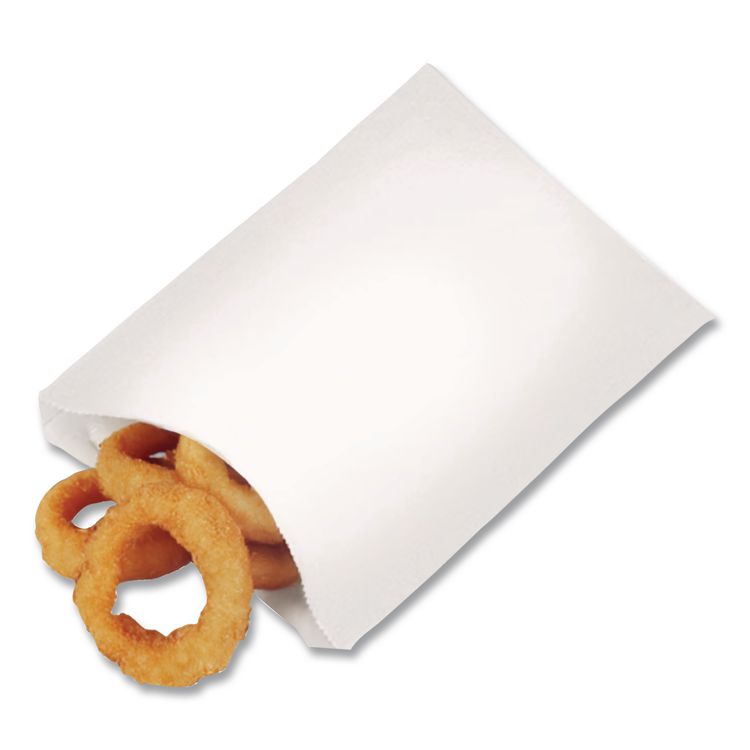 Grease-Resistant Single-Serve Bags, 6" x 0.75" x 7.25", White, 2,000/Carton