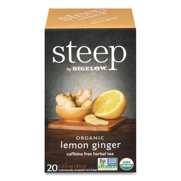 Steep Tea, Lemon Ginger, 1.6 Oz Tea Bag, 20/box