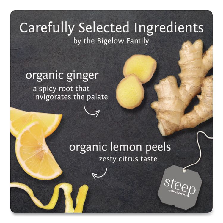 Steep Tea, Lemon Ginger, 1.6 Oz Tea Bag, 20/box
