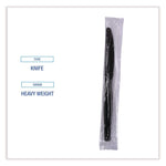 Heavyweight Wrapped Polypropylene Cutlery, Knife, Plastic, Black, 1,000/Carton