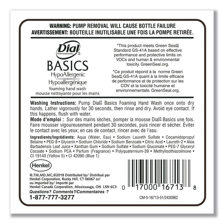 Basics Hypoallergenic Foaming Hand Wash Refill for FIT Manual Dispenser, Honeysuckle Scent, 1.2 L, 3/Carton
