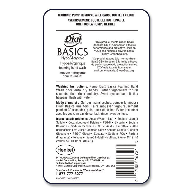 Basics Hypoallergenic Foaming Hand Wash Refill for FIT Touch Free Dispenser, Honeysuckle Scent, 1 L, 3/Carton