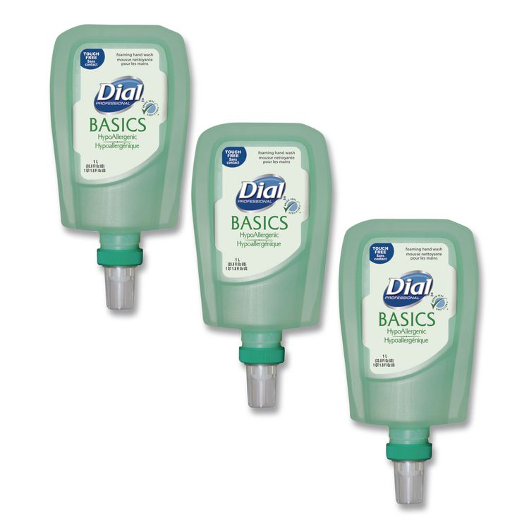 Basics Hypoallergenic Foaming Hand Wash Refill for FIT Touch Free Dispenser, Honeysuckle Scent, 1 L, 3/Carton