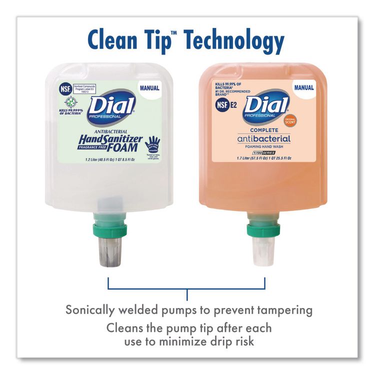 Antibacterial Foaming Hand Sanitizer Refill For Dial 1700 Dispenser, 1.2 L Refill, Fragrance-Free, 3/carton