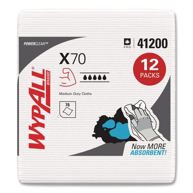 X70 Cloths, 1/4 Fold, 12.5 x 12, White, 76/Pack, 12 Packs/Carton
