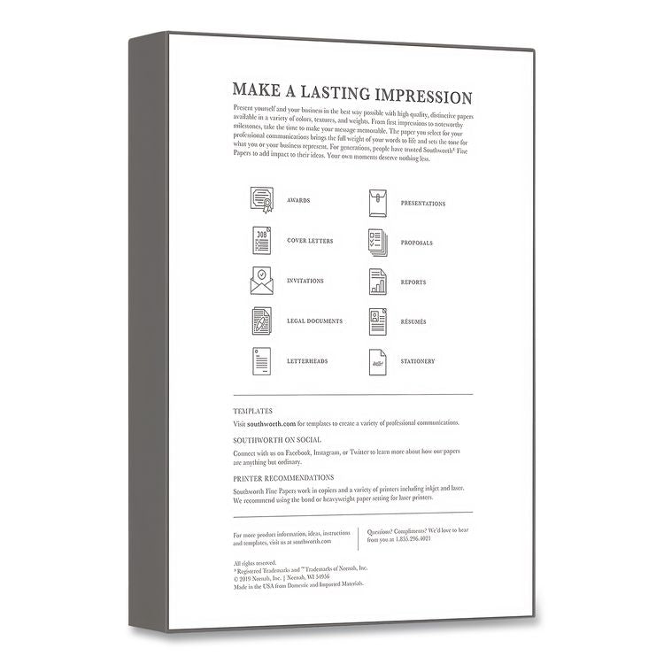 Parchment Specialty Paper, 65 lb Cover Weight, 8.5 x 11, Ivory, 100/Box