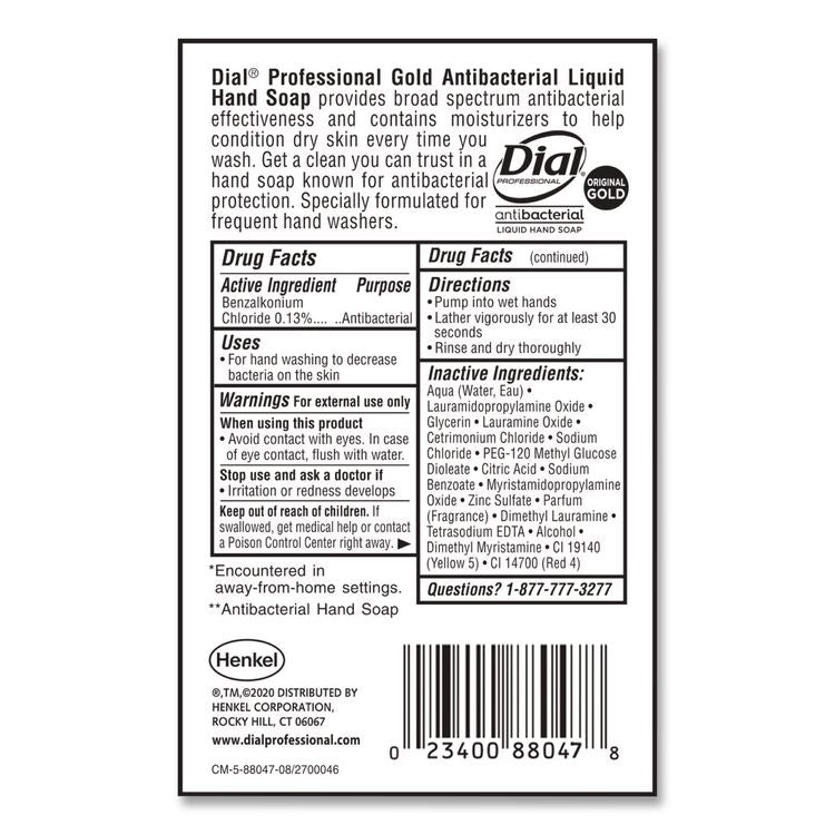Gold Antibacterial Liquid Hand Soap, 1 gal, 4/Carton