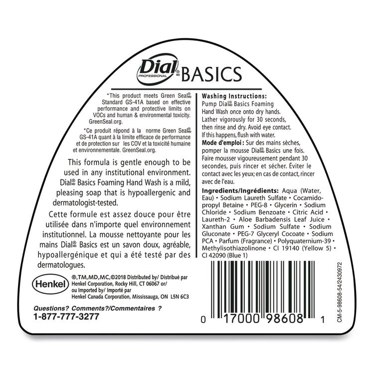 Basics Hypoallergenic Foaming Hand Wash, Honeysuckle Scent, 15.2 oz, 4/Carton