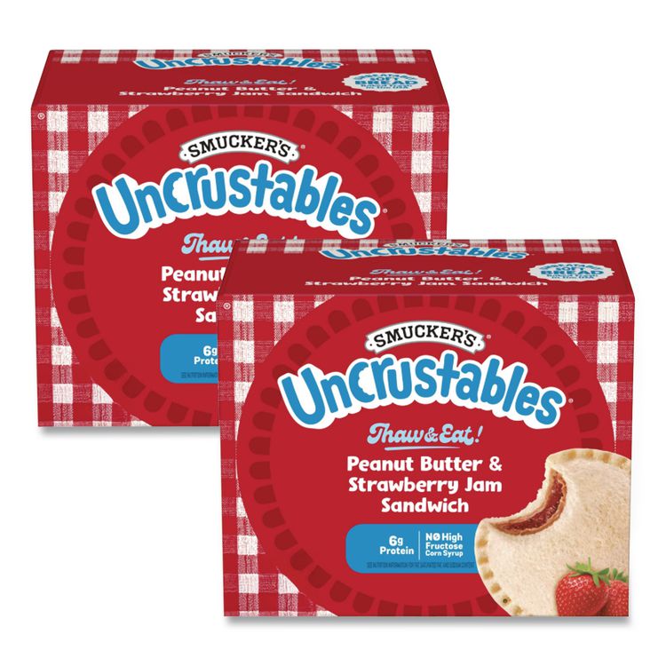 UNCRUSTABLES Peanut Butter and Strawberry Jam, 2 oz, 10/Box, 2 Boxes/Carton