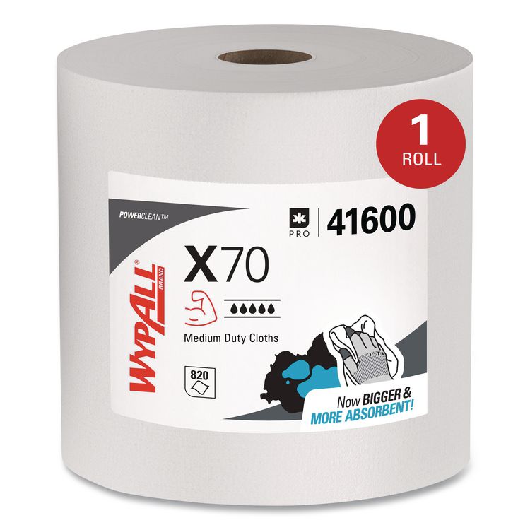 X70 Cloths, Jumbo Roll, Perf., 12.4 x 12.2, White, 870 Towels/Roll