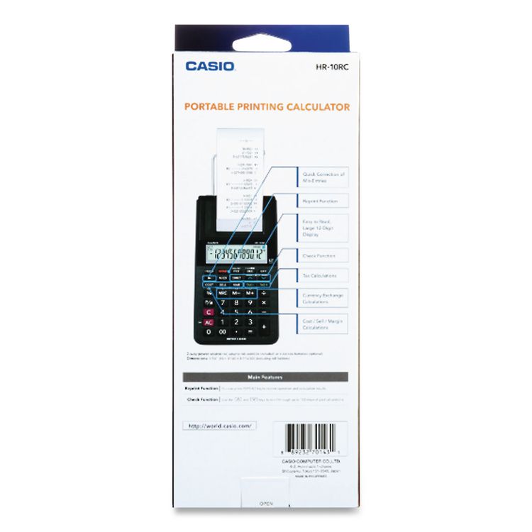 Hr-10rc Handheld Portable Printing Calculator, Black Print, 1.6 Lines/sec