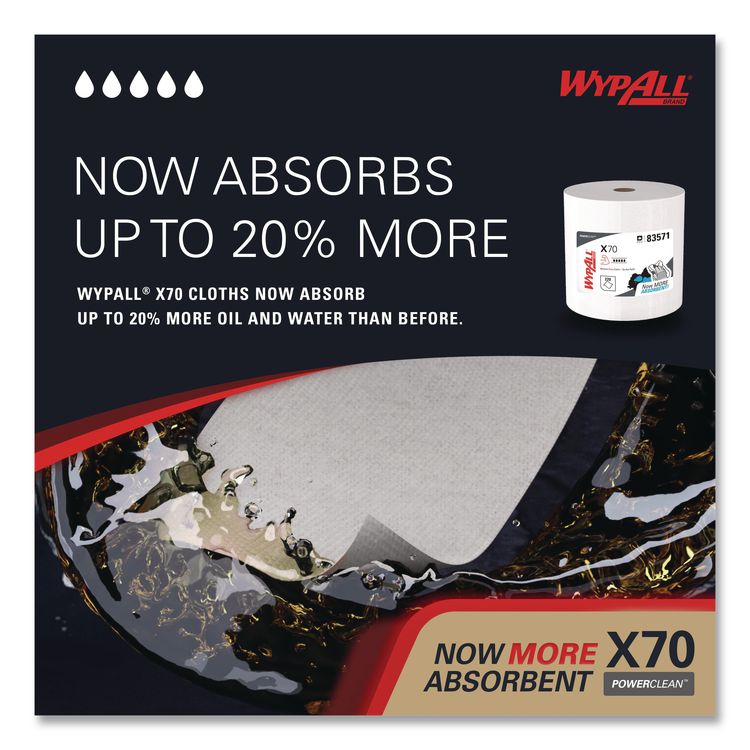 X70 Wipers in a Bucket Refills, No Bucket, 13 x 10, White, 220/Rolls, 3 Rolls/Carton