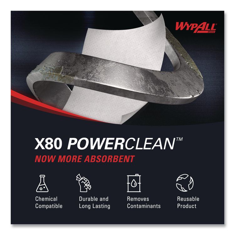 Power Clean X80 Heavy Duty Cloths, 1/4 Fold, 12.5 x 12, White, 50/Box, 4 Boxes/Carton