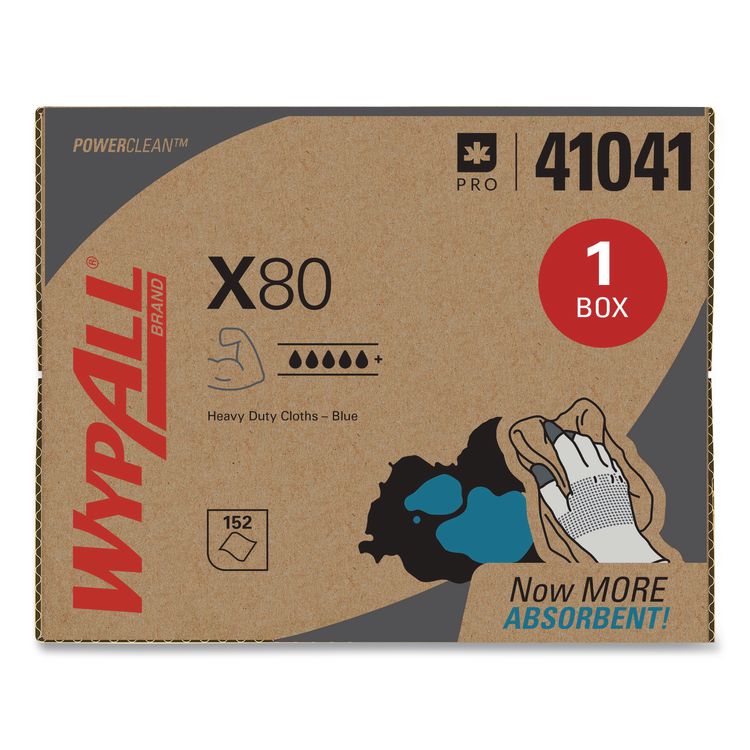 Power Clean X80 Heavy Duty Cloths, 11.1 x 16.8, Blue, 160 Wipers/Carton