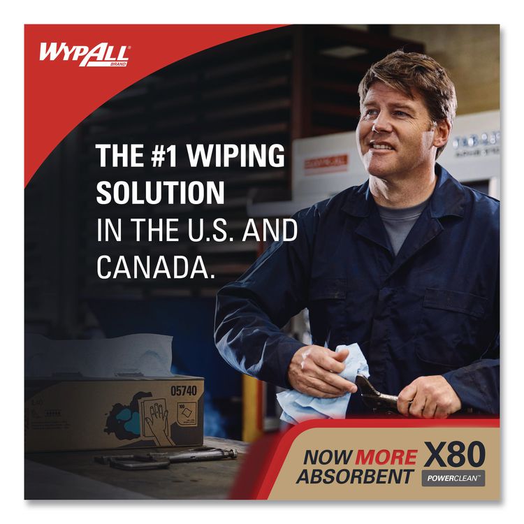 Power Clean X80 Heavy Duty Cloths, 11.1 x 16.8, Blue, 160 Wipers/Carton