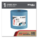 Power Clean X80 Heavy Duty Cloths, Jumbo Roll, 12.4 x 12.2, Blue, 475/Roll