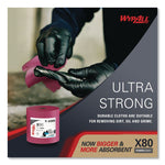 Power Clean X80 Heavy Duty Cloths, Jumbo Roll, 12.4 x 12.2, Red, 475 Wipers/Roll