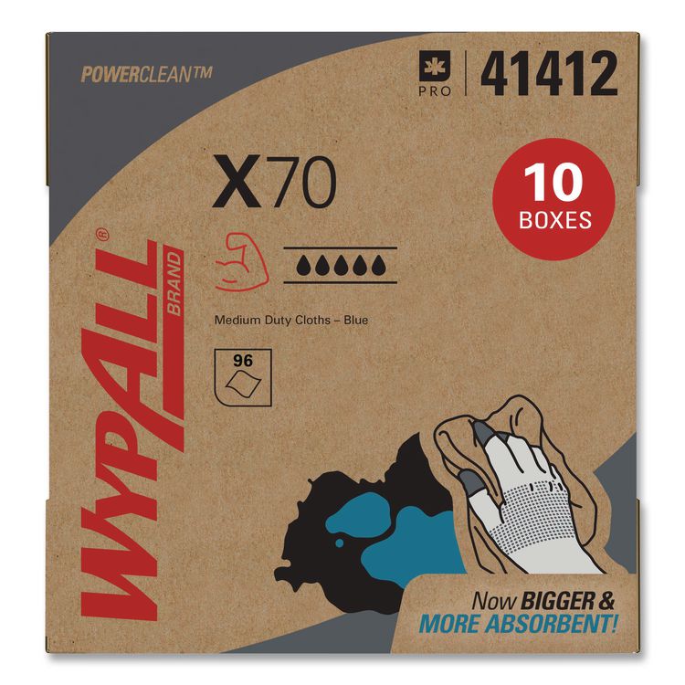 X70 Cloths, POP-UP Box, 9.13 x 16.8, Blue, 100/Box, 10 Boxes/Carton