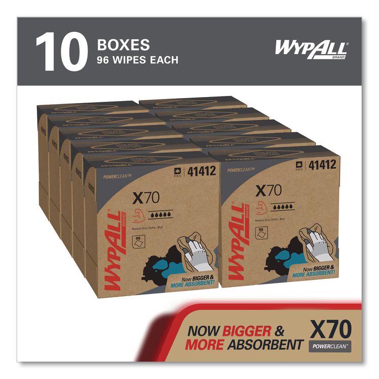 X70 Cloths, POP-UP Box, 9.13 x 16.8, Blue, 100/Box, 10 Boxes/Carton