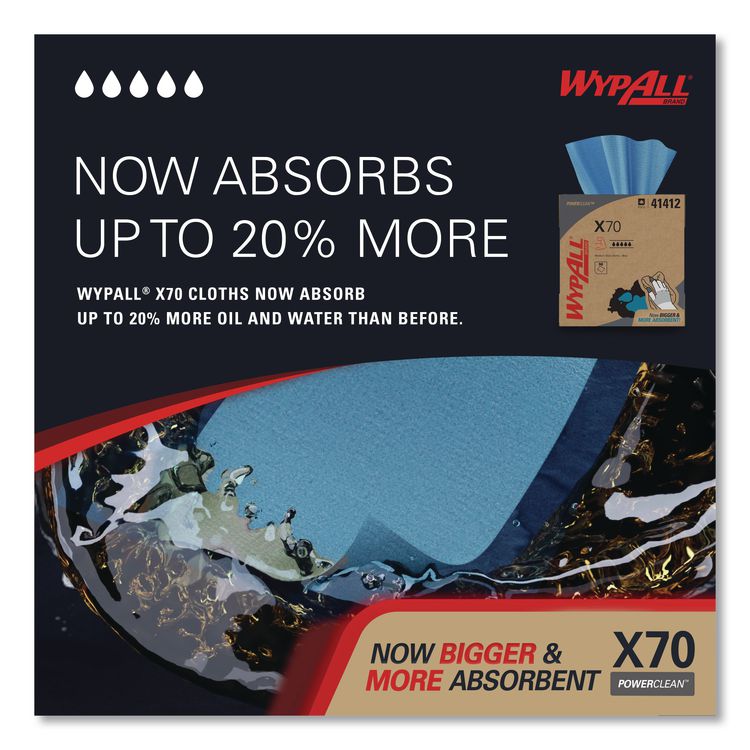 X70 Cloths, POP-UP Box, 9.13 x 16.8, Blue, 100/Box, 10 Boxes/Carton