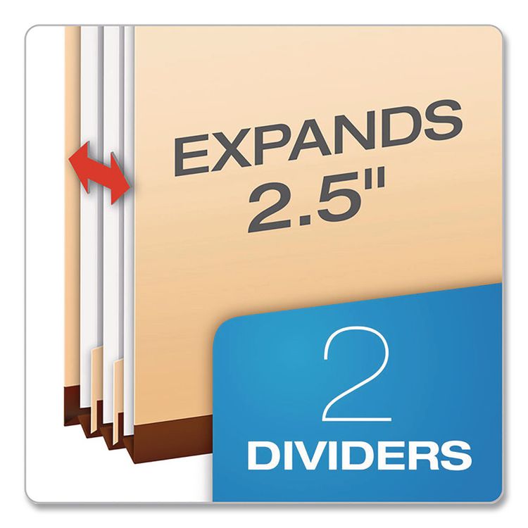 Manila Top Tab Classification Folders, 1.75" Expansion, 2 Dividers, 6 Fasteners, Letter Size, Manila Exterior, 10/Box