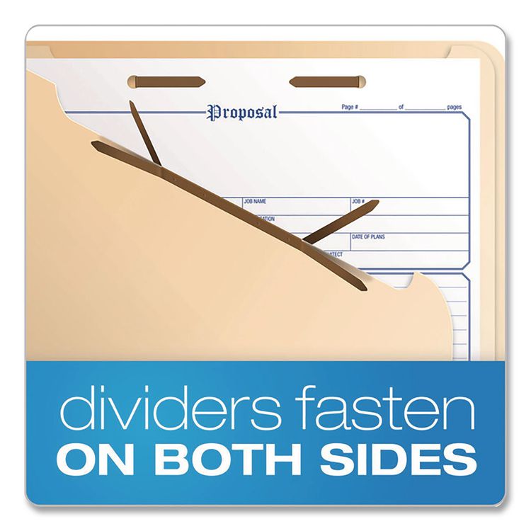 Manila Top Tab Classification Folders, 1.75" Expansion, 2 Dividers, 6 Fasteners, Letter Size, Manila Exterior, 10/Box