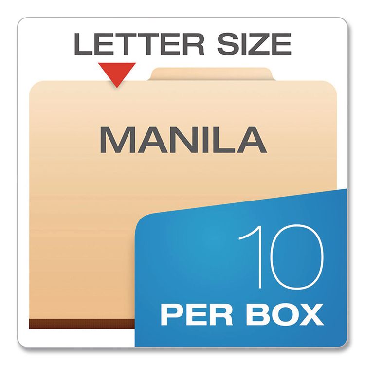 Manila Top Tab Classification Folders, 1.75" Expansion, 2 Dividers, 6 Fasteners, Letter Size, Manila Exterior, 10/Box