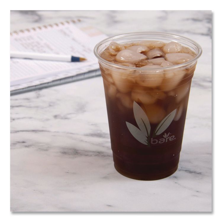 Bare Eco-Forward RPET Cold Cups, 16 oz to 18 oz, Plastic, Leaf Design, 50/Pack