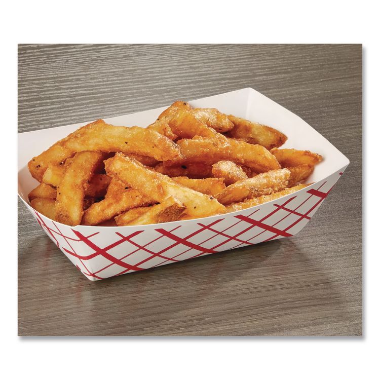 Paper Food Baskets, 0.5 lb Capacity, 4.58 x 3.2 x 1.25, Red/White, Paper, 1,000/Carton