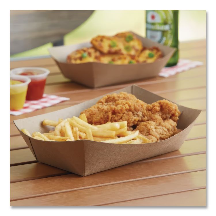 Eco Food Trays, 1 lb Capacity, Brown, Paper, 1,000/Carton