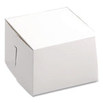 White One-Piece Non-Window Bakery Boxes, 6 x 6 x 4, White, Paper, 250/Bundle