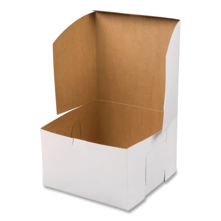 White One-Piece Non-Window Bakery Boxes, 8 x 8 x 4, White, Paper, 250/Carton