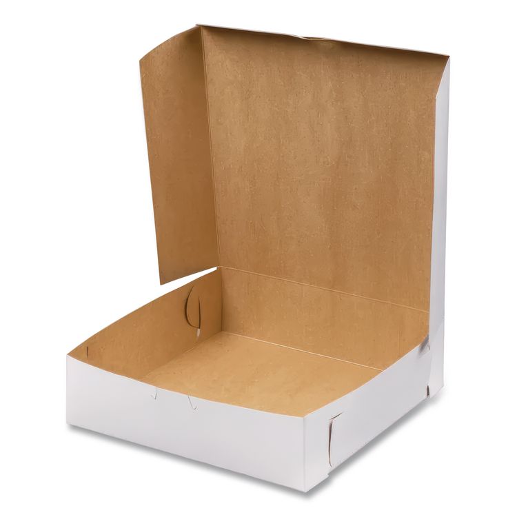 White One-Piece Non-Window Bakery Boxes, 9 x 9 x 2.5, White, Paper, 250/Carton