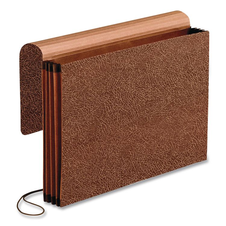 Premium Reinforced Expanding Wallet, 3.5" Expansion, 1 Section, Elastic Cord Closure, Legal Size, Red Fiber, 5/Box