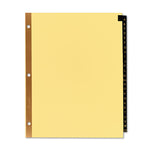 Preprinted Black Leather Tab Dividers w/Gold Reinforced Edge, 25-Tab, A to Z, 11 x 8.5, Buff, 1 Set