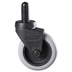 Replacement Bayonet-Stem Swivel Casters, Grip Ring Stem, 3" Soft Rubber Wheel, Black